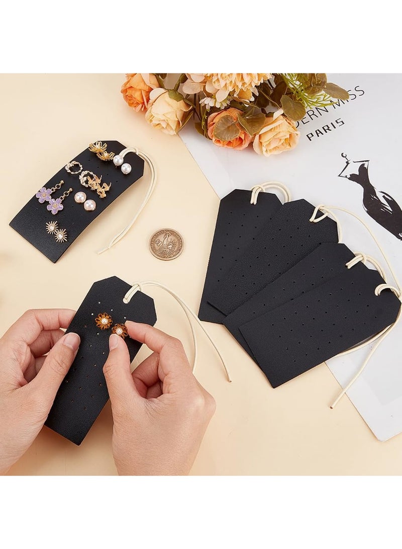 SYOSI 7Pcs Portable Leather Earring Holders, Black Imitation Leather Earring Displays, 4.3x2 Inch Stud Holder, Hanging Jewelry Organizer for Earrings and Studs - Image 3